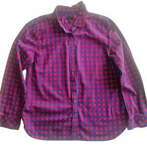 Talbots Flannel Button Down Shirt Womens Small Petite SP Fall Fashion Plaid Top‎